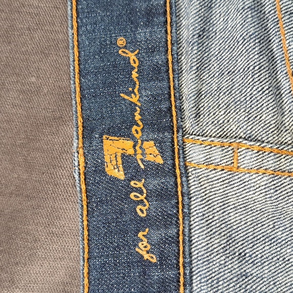 7 For All Mankind Dojo Wide Leg Flare Denim Medium Blue Jeans 5 Pockets G 28 - Picture 2 of 9